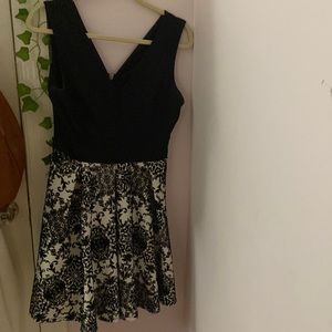 A black and white print dress